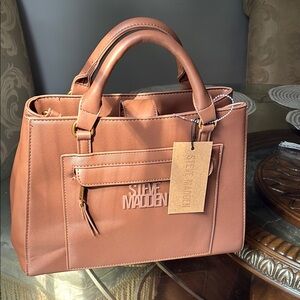 Steve Madden Tan Satchel with Structured Design